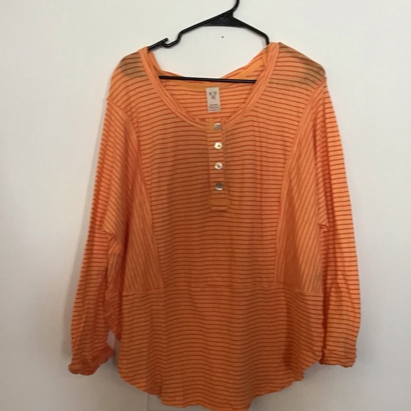 FREE PEOPLE Stripe Long Sleeve Henley Size Small - Picture 3 of 6